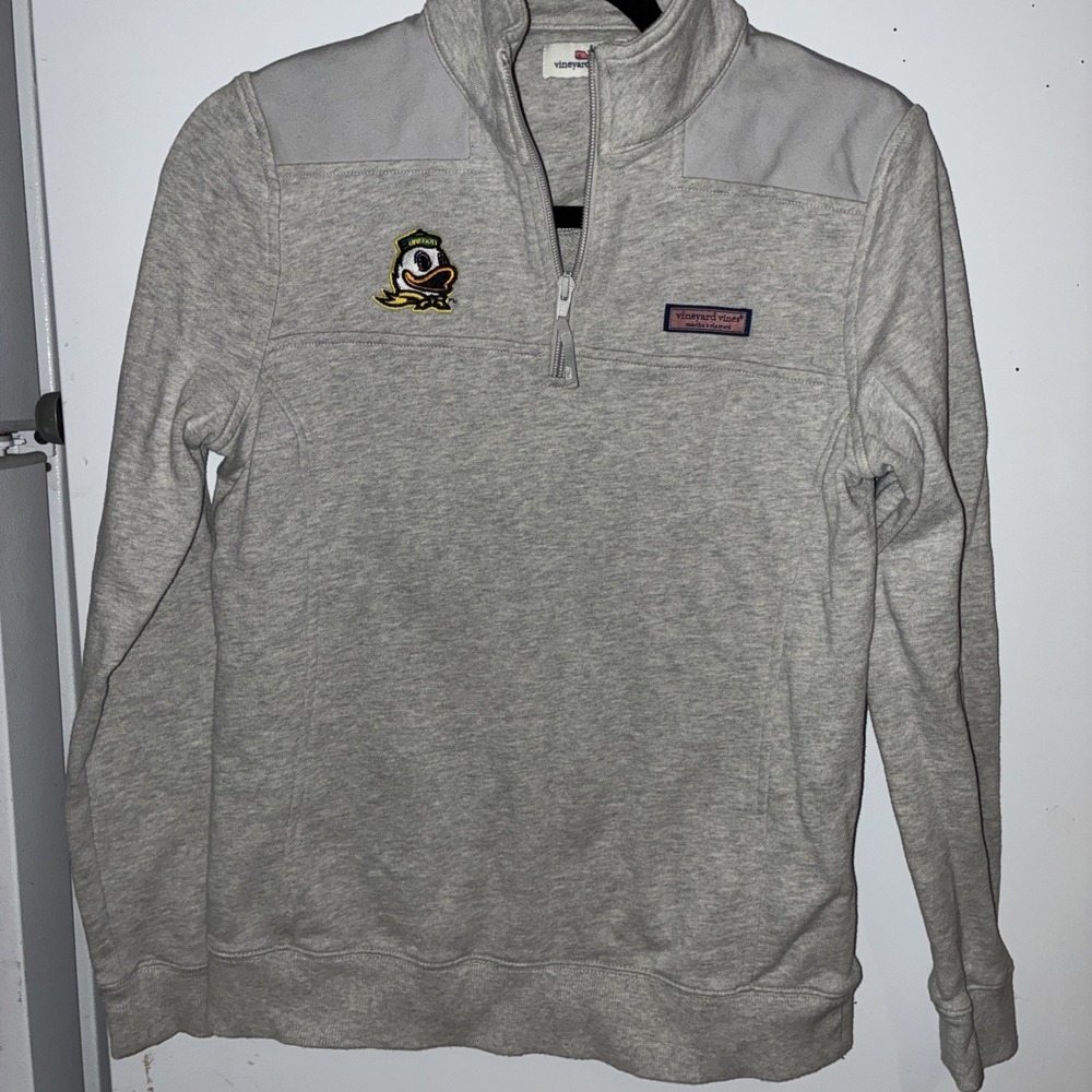 Woman's XS Oregon Ducks Vineyard Vines Gray Quarter Zip Pullover College